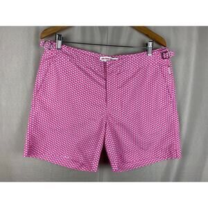 Orlebar Brown Bulldog Pax Swim Shorts Men’s sz 34 Pink/White Pattern Trunks
